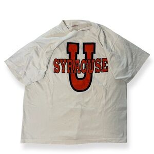 Fruit of the Loom White Syracuse Graphic Tee with Orange and Navy Print